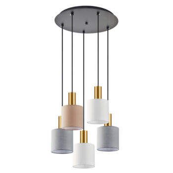 Home Lighting - Φωτιστικό οροφής ADEPT FLEX Gold Matt Pendant White, Grey, Brown Fabric Shade Πολύφωτο
