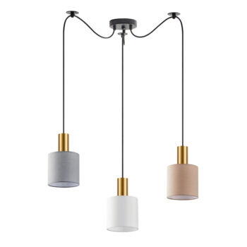 Home Lighting - Φωτιστικό οροφής ADEPT FLEX Gold Matt Pendant White, Grey, Brown Fabric Shade Τρίφωτο