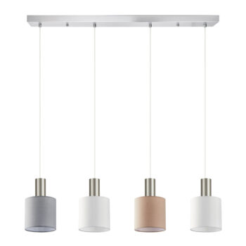Home Lighting - Φωτιστικό οροφής ADEPT FLEX Nickel Matt Pendant White, Grey, Brown Fabric Shade Πολύφωτο