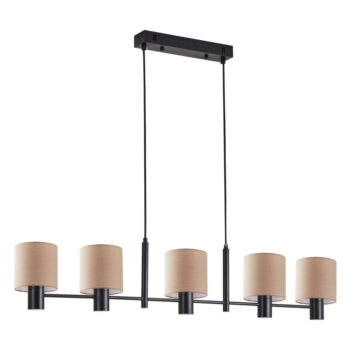 Home Lighting - Φωτιστικό οροφής ADEPT PENDANT Black Metal Pendant Brown Shade Πολύφωτο
