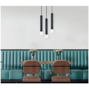 Home Lighting - Φωτιστικό οροφής ADEPT TUBE BLACK Black Pendant Τρίφωτο-1