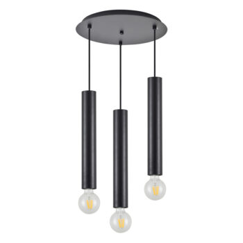 Home Lighting - Φωτιστικό οροφής ADEPT TUBE BLACK Black Pendant Τρίφωτο