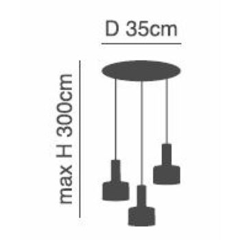 Home Lighting - Φωτιστικό οροφής ADEPT TUBE Black Pendant Black Metal Shade Τρίφωτο-2