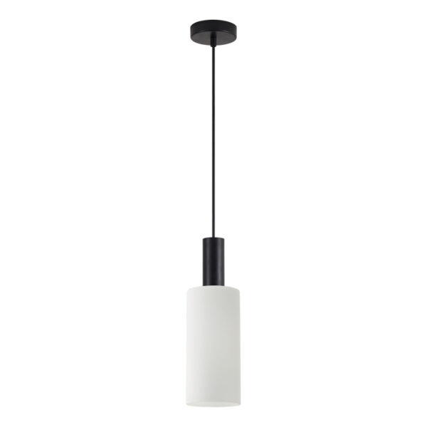 Home Lighting - Φωτιστικό οροφής ADEPT TUBE Black Pendant White Glass Μονόφωτο