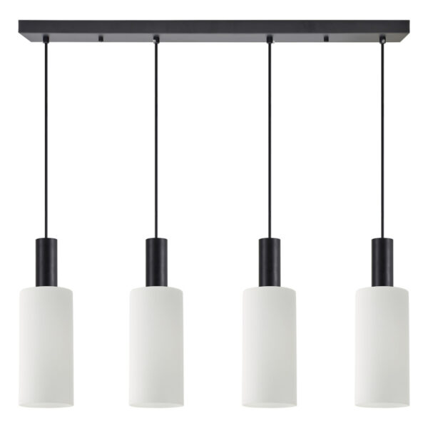 Home Lighting - Φωτιστικό οροφής ADEPT TUBE Black Pendant White Glass Πολύφωτο