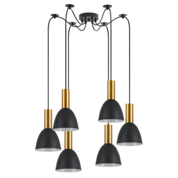 Home Lighting - Φωτιστικό οροφής ADEPT TUBE Gold Matt Pendant Black Metal Shade Πολύφωτο