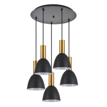 Home Lighting - Φωτιστικό οροφής ADEPT TUBE Gold Matt Pendant Black Metal Shade Πολύφωτο