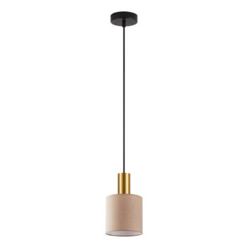 Home Lighting - Φωτιστικό οροφής ADEPT TUBE Gold Matt Pendant Brown Fabric Shade Μονόφωτο