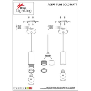 Home Lighting - Φωτιστικό οροφής ADEPT TUBE Gold Matt Pendant Τρίφωτο-3