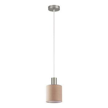 Home Lighting - Φωτιστικό οροφής ADEPT TUBE Nickel Matt Pendant Brown Fabric Shade Μονόφωτο