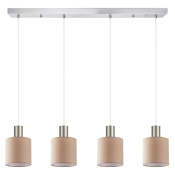 Home Lighting - Φωτιστικό οροφής ADEPT TUBE Nickel Matt Pendant Brown Fabric Shade Πολύφωτο