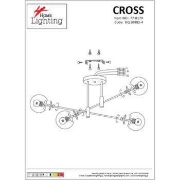 Home Lighting - Φωτιστικό οροφής CROSS BLACK AND GOLD CEILING Ε3 Πολύφωτο