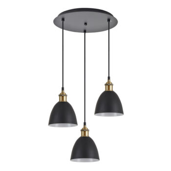 Home Lighting - Φωτιστικό οροφής MAGNUM BRONZE Black Metal Shade Pendant Τρίφωτο