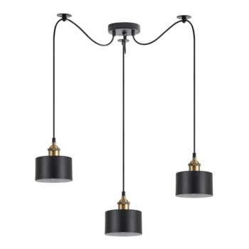 Home Lighting - Φωτιστικό οροφής MAGNUM BRONZE Black Metal Shade Pendant Τρίφωτο