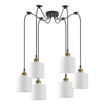 Home Lighting - Φωτιστικό οροφής MAGNUM BRONZE White Shade Pendant Πολύφωτο