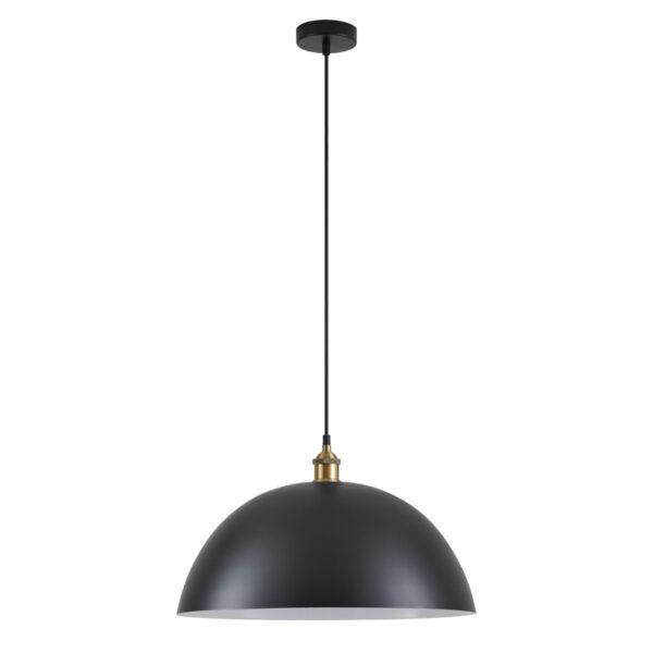 Home Lighting - Φωτιστικό οροφής MAGNUM Bronze Metal Pendant Black Shade with Black Fabric Cable Μονόφωτο