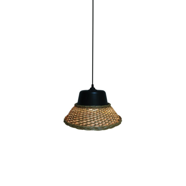 Home Lighting - Φωτιστικό οροφής MINE PENDANT LAMP BLACK AND NATURAL Μονόφωτο