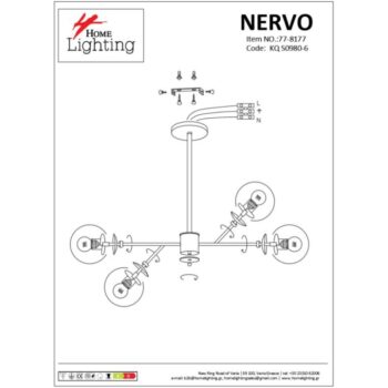 Home Lighting - Φωτιστικό οροφής NERVO PENDANT GOLD WITH OPAL GLASSES Β2 Πολύφωτο