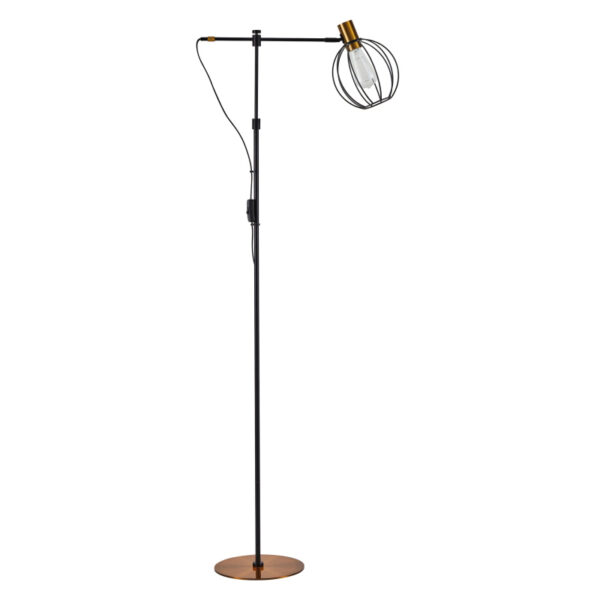 Home Lighting - Φωτιστικό Επιδαπέδιο ADEPT FLOOR LAMP Gold Matt and Black Metal Floor Lamp Black Metal Grid Μονόφωτο