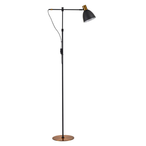 Home Lighting - Φωτιστικό Επιδαπέδιο ADEPT FLOOR LAMP Gold Matt and Black Metal Floor Lamp Black Metal Shade Μονόφωτο