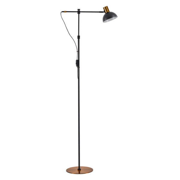 Home Lighting - Φωτιστικό Επιδαπέδιο ADEPT FLOOR LAMP Gold Matt and Black Metal Floor Lamp Black Metal Shade Μονόφωτο