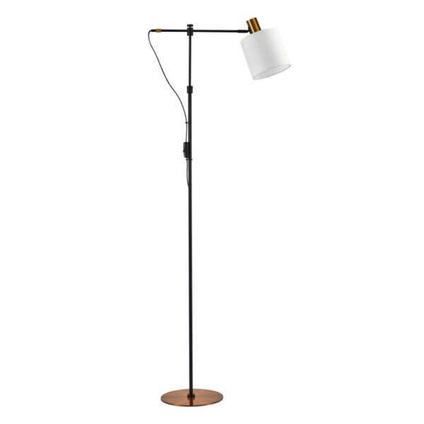 Home Lighting - Φωτιστικό Επιδαπέδιο ADEPT FLOOR LAMP Gold Matt and Black Metal Floor Lamp White Shade Μονόφωτο