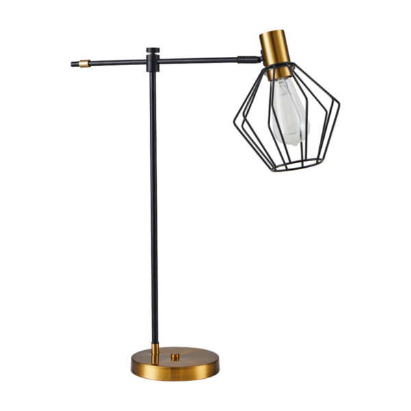 Home Lighting - Φωτιστικό Επιδαπέδιο ADEPT TABLE LAMP Gold Matt and Black Metal Table Lamp Black Metal Grid Μονόφωτο