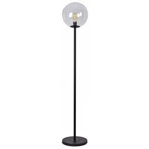 Home Lighting - Φωτιστικό Επιδαπέδιο BLACK FLOOR LAMP GLOBE CLEAR 1B2 Μονόφωτο