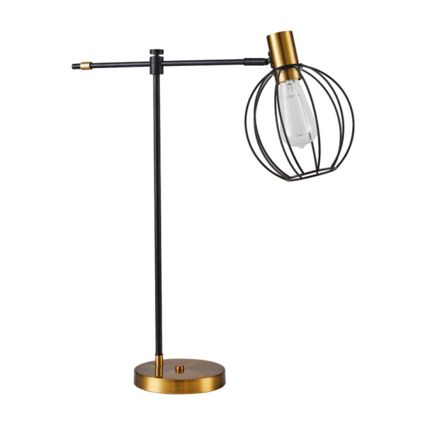 Home Lighting - Φωτιστικό Επιτραπέζιο ADEPT TABLE LAMP Gold Matt and Black Metal Table Lamp Black Metal Grid Μονόφωτο