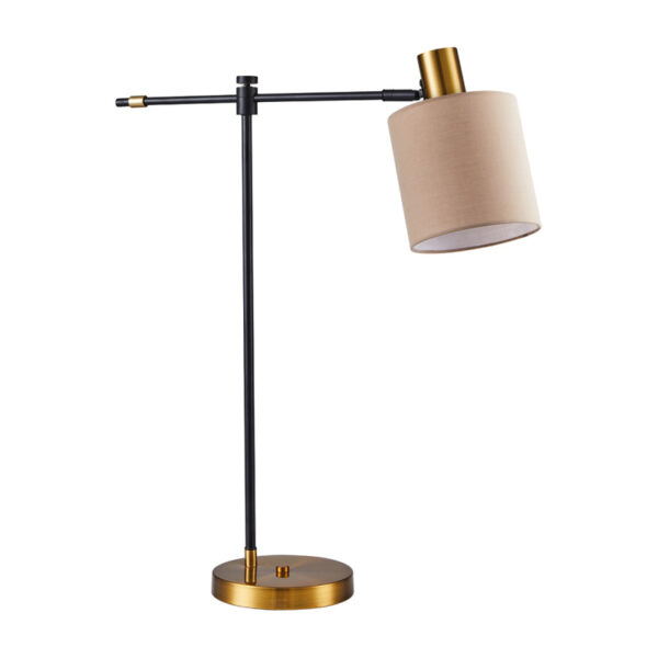 Home Lighting - Φωτιστικό Επιτραπέζιο ADEPT TABLE LAMP Gold Matt and Black Metal Table Lamp Brown Shade Μονόφωτο