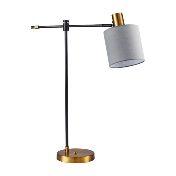 Home Lighting - Φωτιστικό Επιτραπέζιο ADEPT TABLE LAMP Gold Matt and Black Metal Table Lamp Grey Shade Μονόφωτο