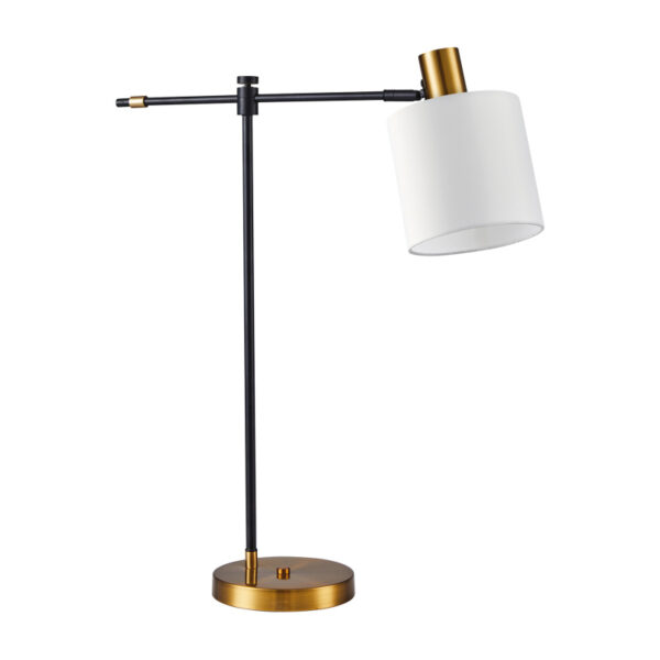 Home Lighting - Φωτιστικό Επιτραπέζιο ADEPT TABLE LAMP Gold Matt and Black Metal Table Lamp White Shade Μονόφωτο