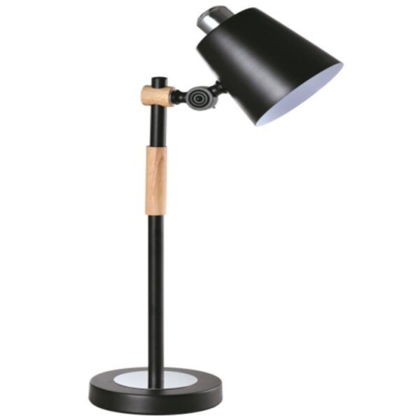 Home Lighting - Φωτιστικό Επιτραπέζιο SAM BLACK METAL-WOOD TABLE LAMP 1Ε1 Μονόφωτο