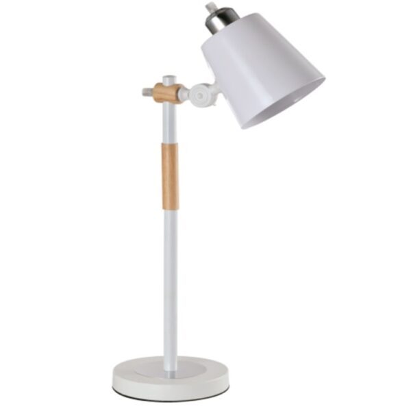 Home Lighting - Φωτιστικό Επιτραπέζιο SAM WHITE METAL-WOOD TABLE LAMP 1Ε1 Μονόφωτο