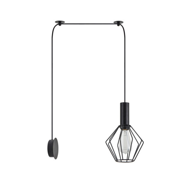 Home Lighting - Φωτιστικό κρεμαστό ADEPT TUBE Black Matt Wall Lamp Black Metal Grid Μονόφωτο
