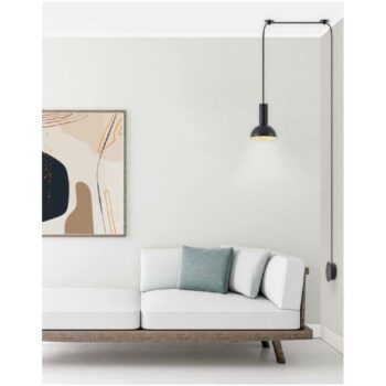 Home Lighting - Φωτιστικό κρεμαστό ADEPT TUBE Black Matt Wall Lamp Black Metal Shade Μονόφωτο