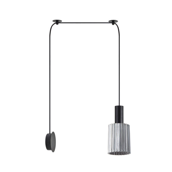 Home Lighting - Φωτιστικό κρεμαστό ADEPT TUBE Black Matt Wall Lamp Smoked Glass Μονόφωτο