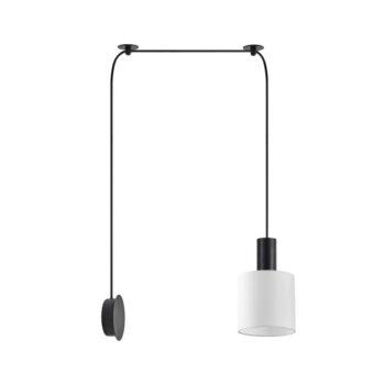 Home Lighting - Φωτιστικό κρεμαστό ADEPT TUBE Black Matt Wall Lamp White Fabric Shade Μονόφωτο