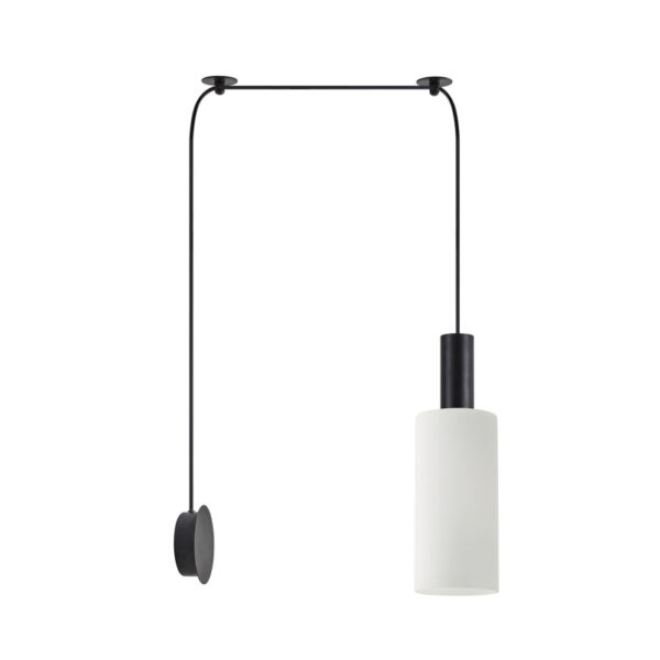 Home Lighting - Φωτιστικό κρεμαστό ADEPT TUBE Black Matt Wall Lamp White Glass Μονόφωτο
