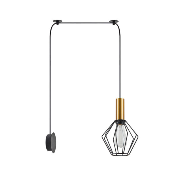 Home Lighting - Φωτιστικό κρεμαστό ADEPT TUBE Gold Matt Wall Lamp Black Metal Grid Μονόφωτο