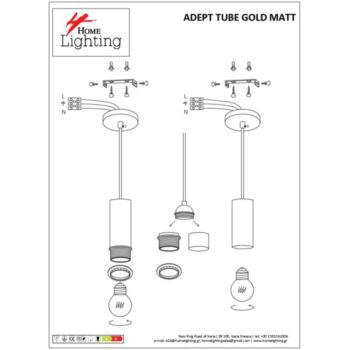 Home Lighting - Φωτιστικό κρεμαστό ADEPT TUBE Gold Matt Wall Lamp Μονόφωτο