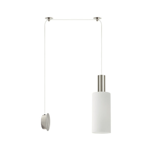 Home Lighting - Φωτιστικό κρεμαστό ADEPT TUBE Nickel Matt Wall Lamp White Glass Μονόφωτο