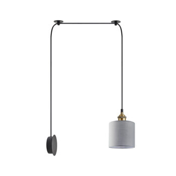 Home Lighting - Φωτιστικό κρεμαστό MAGNUM BRONZE Grey Fabric Wall Lamp Μονόφωτο