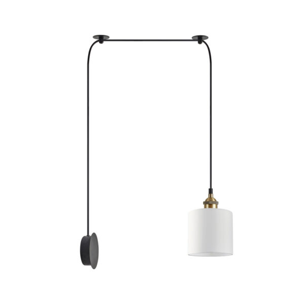 Home Lighting - Φωτιστικό κρεμαστό MAGNUM BRONZE White Fabric Wall Lamp Μονόφωτο