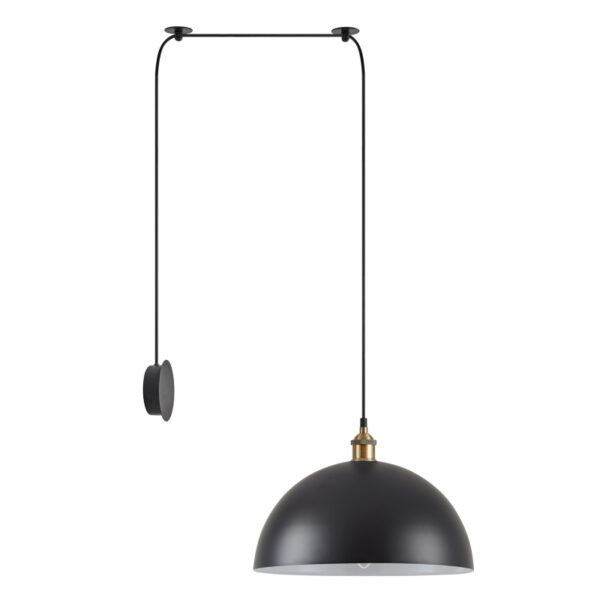 Home Lighting - Φωτιστικό κρεμαστό MAGNUM Bronze Metal Wall Lamp with Black Fabric Cable and Metal Shade Μονόφωτο