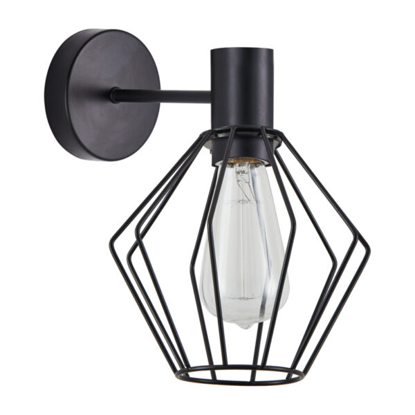 Home Lighting - Φωτιστικό τοίχου ADEPT BLACK WALL LAMP BLACK METAL GRID Μονόφωτο