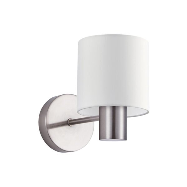 Home Lighting - Φωτιστικό τοίχου ADEPT NICKEL MATT WALL LAMP WHITE SHADE Μονόφωτο