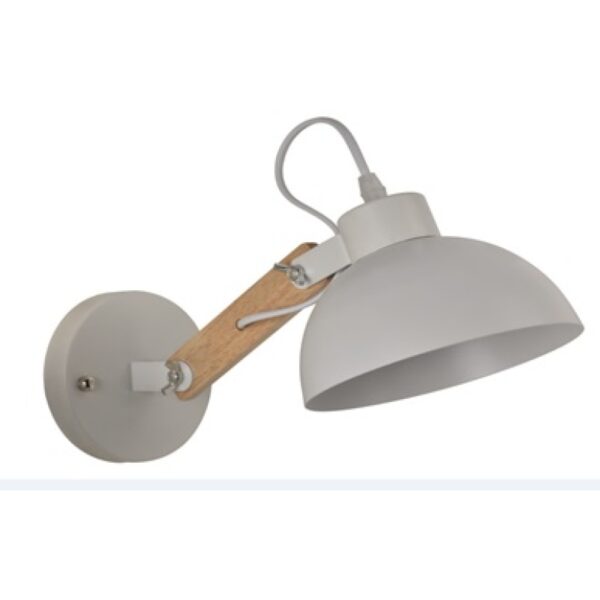 Home Lighting - Φωτιστικό τοίχου POL WHITE METAL-WOOD WALL LAMP 1Ε1 Μονόφωτο