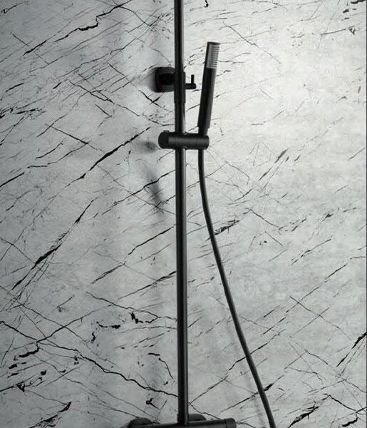 Imex Line - Ρυθμιζόμενη Στήλη Ντουζ με Μπαταρία 2 εξόδων 95-132 cm Black