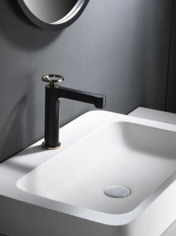 Imex Olimpo - Μπαταρία νιπτήρα αναμεικτική Black-Rose Gold